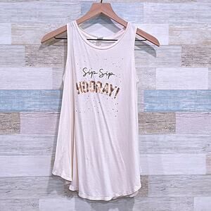 OLD NAVY Sleeveless Swing Tank Top Cream High Neck Sip Sip Hooray Womens XS